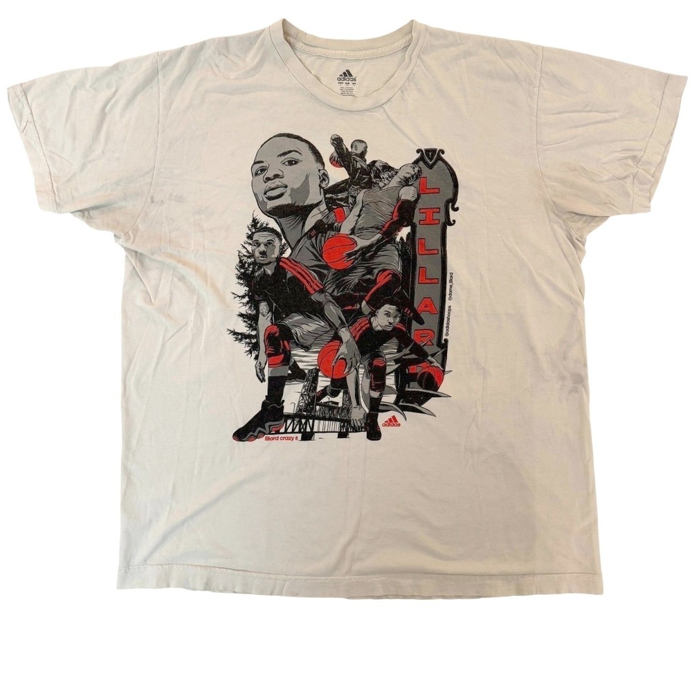 Adidas Damian Lillard Crazy 8 Graphic T-Shirt Men's XL White Basketball Promo